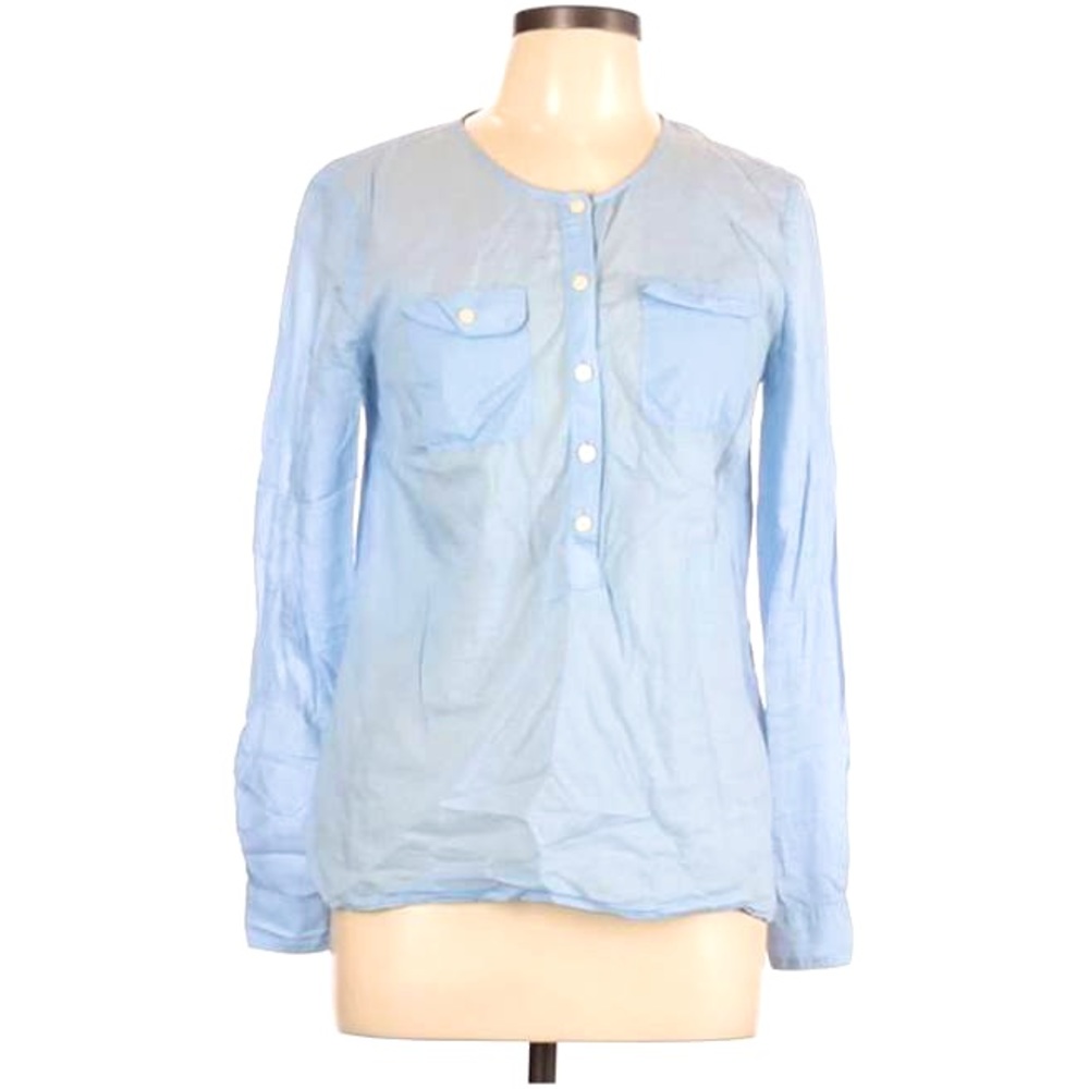 Ann Taylor Loft Blue Popover Blouse sz XL
